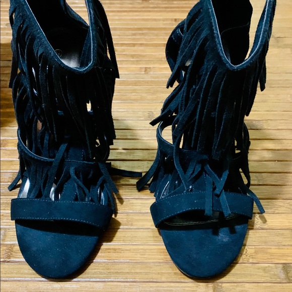 Wild Diva Fringe Heels - Black - Picture 4 of 7
